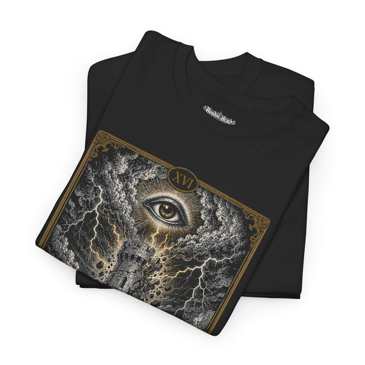 The Tower Tarot Tee | Hoodoo Headz® XVI Major Arcana Heavy Cotton T-Shirt