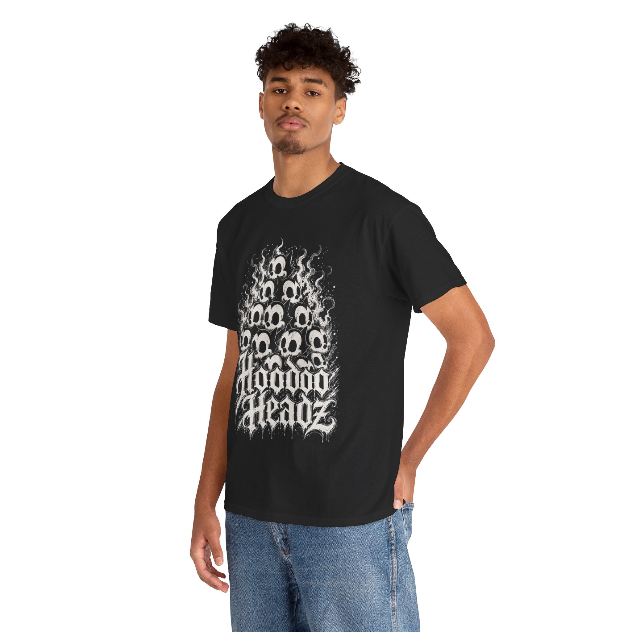 Hoodoo Headz Vintage Cartoon Cat Skull Pyramid Heavy Cotton Tee