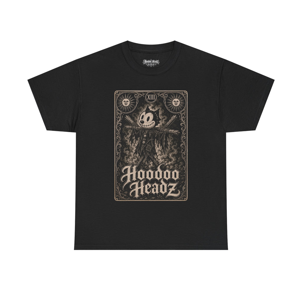 Death Tarot Card Tee | Hoodoo Headz® Vintage Cartoon Cat Heavy Cotton T-Shirt