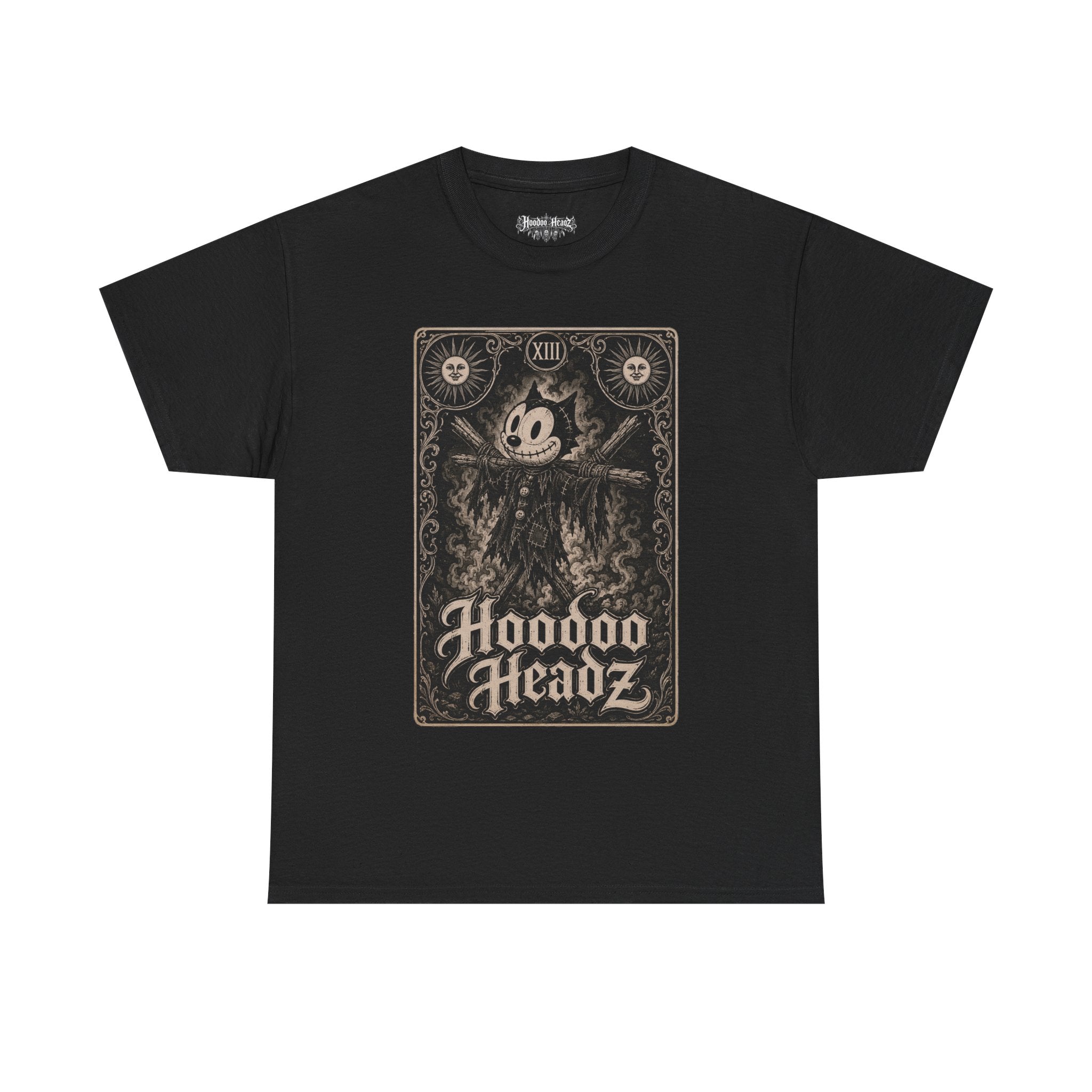 Death Tarot Card Tee | Hoodoo Headz® Vintage Cartoon Cat Heavy Cotton T-Shirt