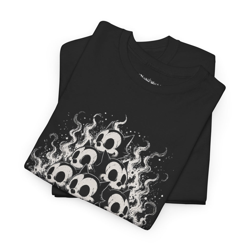 Hoodoo Headz Vintage Cartoon Cat Skull Pyramid Heavy Cotton Tee