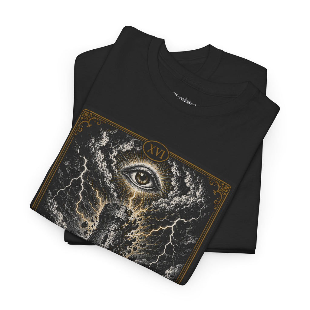 The Tower Tarot Tee | Hoodoo Headz® XVI Major Arcana Heavy Cotton T-Shirt