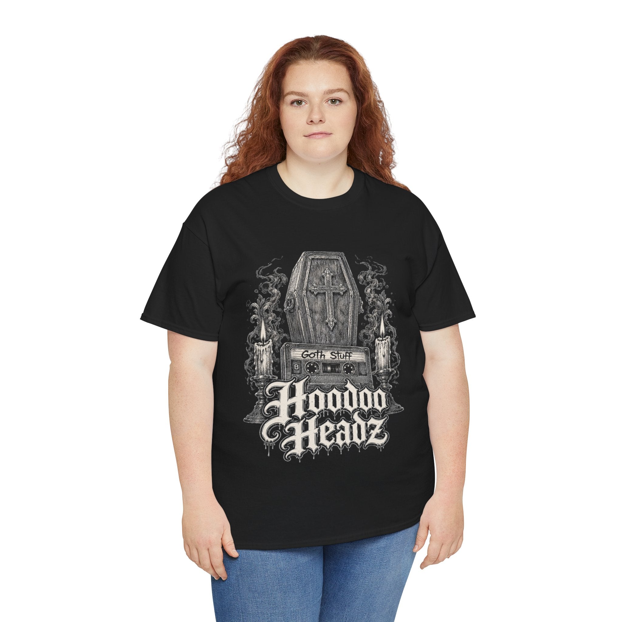 Dead Format Tee | Hoodoo Headz® Goth Stuff Cassette Heavy Cotton T-Shirt