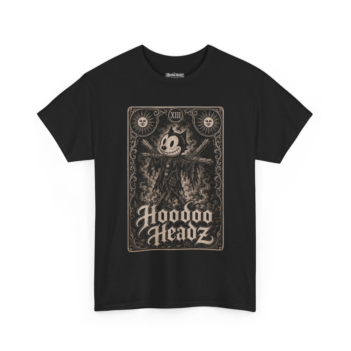 Death Tarot Card Tee | Hoodoo Headz® Vintage Cartoon Cat Heavy Cotton T-Shirt