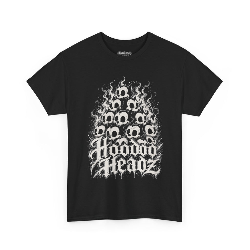 Hoodoo Headz Vintage Cartoon Cat Skull Pyramid Heavy Cotton Tee