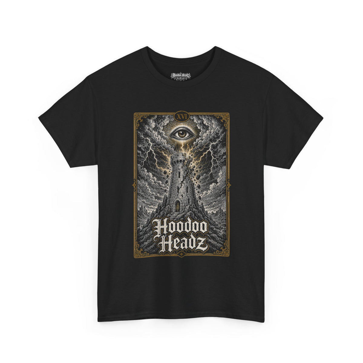 The Tower Tarot Tee | Hoodoo Headz® XVI Major Arcana Heavy Cotton T-Shirt