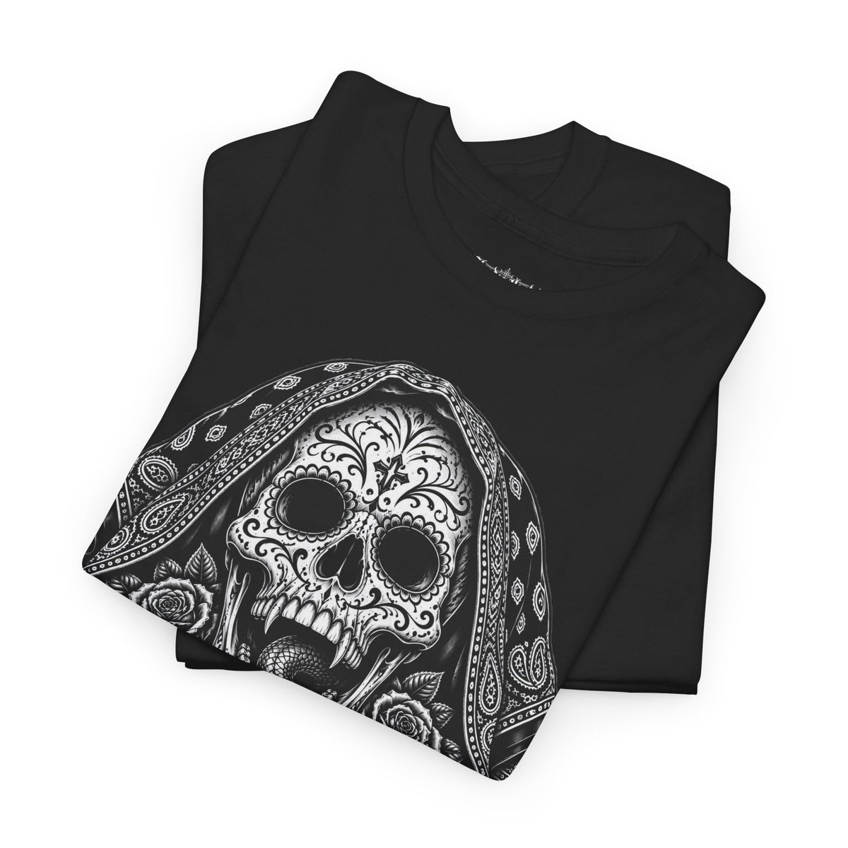 Skull & Roses Tee | Hoodoo Headz® Serpent Graphic Heavy Cotton T-Shirt