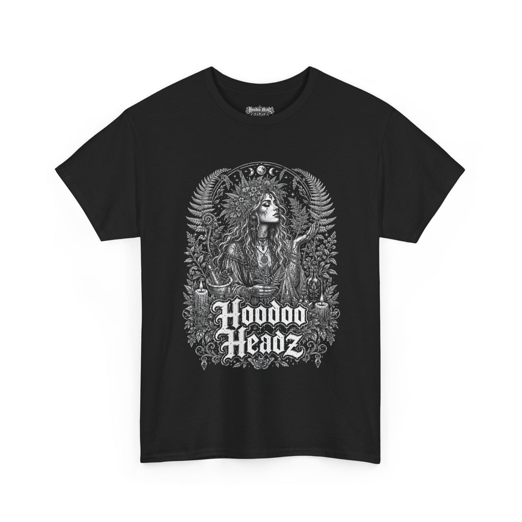 Green Witch Tee | Hoodoo Headz® Earth Magic & Herbal Witchcraft Heavy Cotton T-Shirt