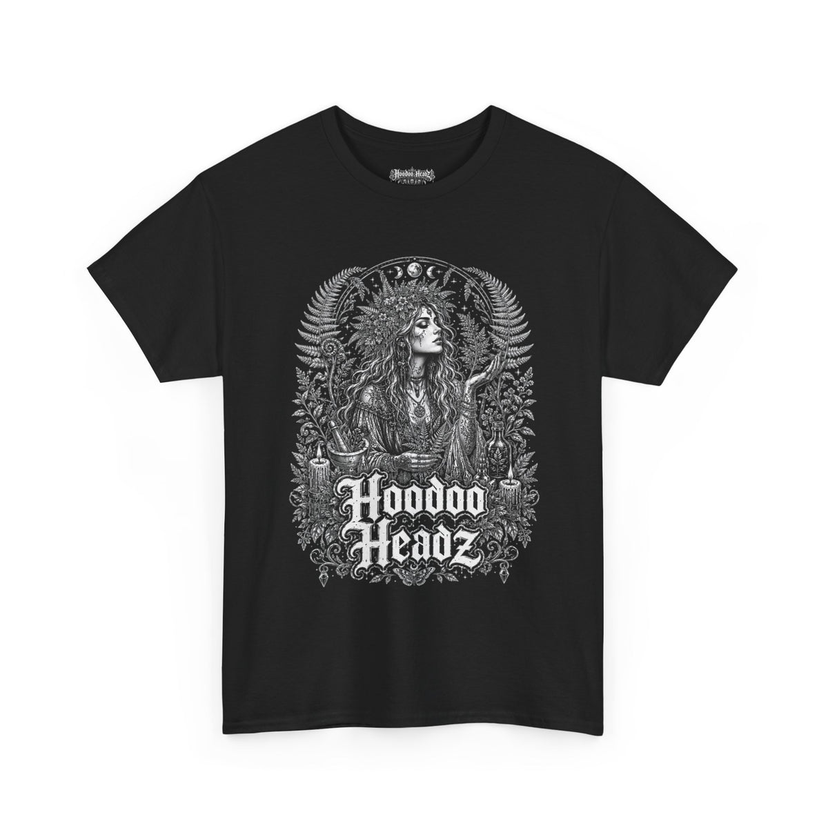 Green Witch Tee | Hoodoo Headz® Earth Magic & Herbal Witchcraft Heavy Cotton T-Shirt