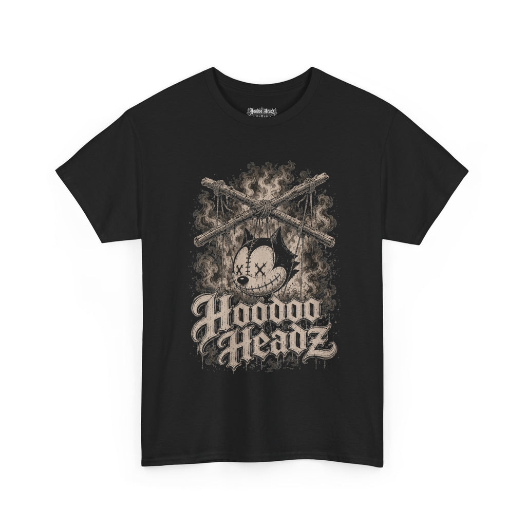 Shrunken Head Puppet Tee | Hoodoo Headz® Vintage Cartoon Heavy Cotton T-Shirt