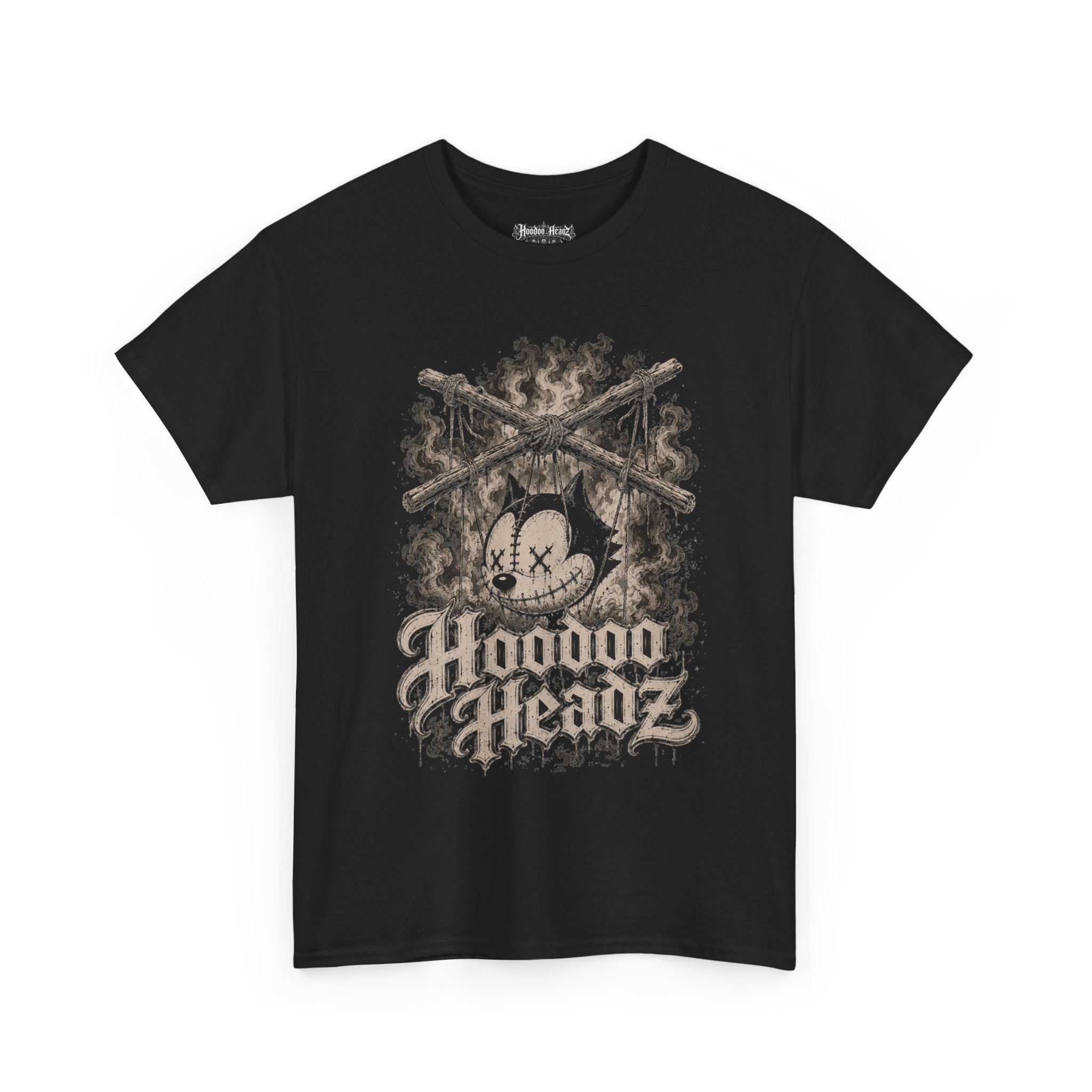 Shrunken Head Puppet Tee | Hoodoo Headz® Vintage Cartoon Heavy Cotton T-Shirt