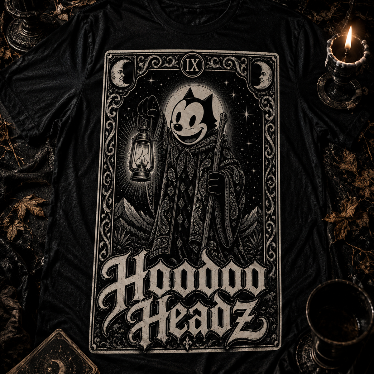 The Hermit Tarot Card Tee | Hoodoo Headz® Vintage Cartoon Heavy Cotton T-Shirt
