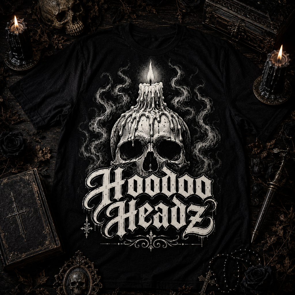 Candle Skull Tee | Hoodoo Headz® Ritual Flame Heavy Cotton T-Shirt