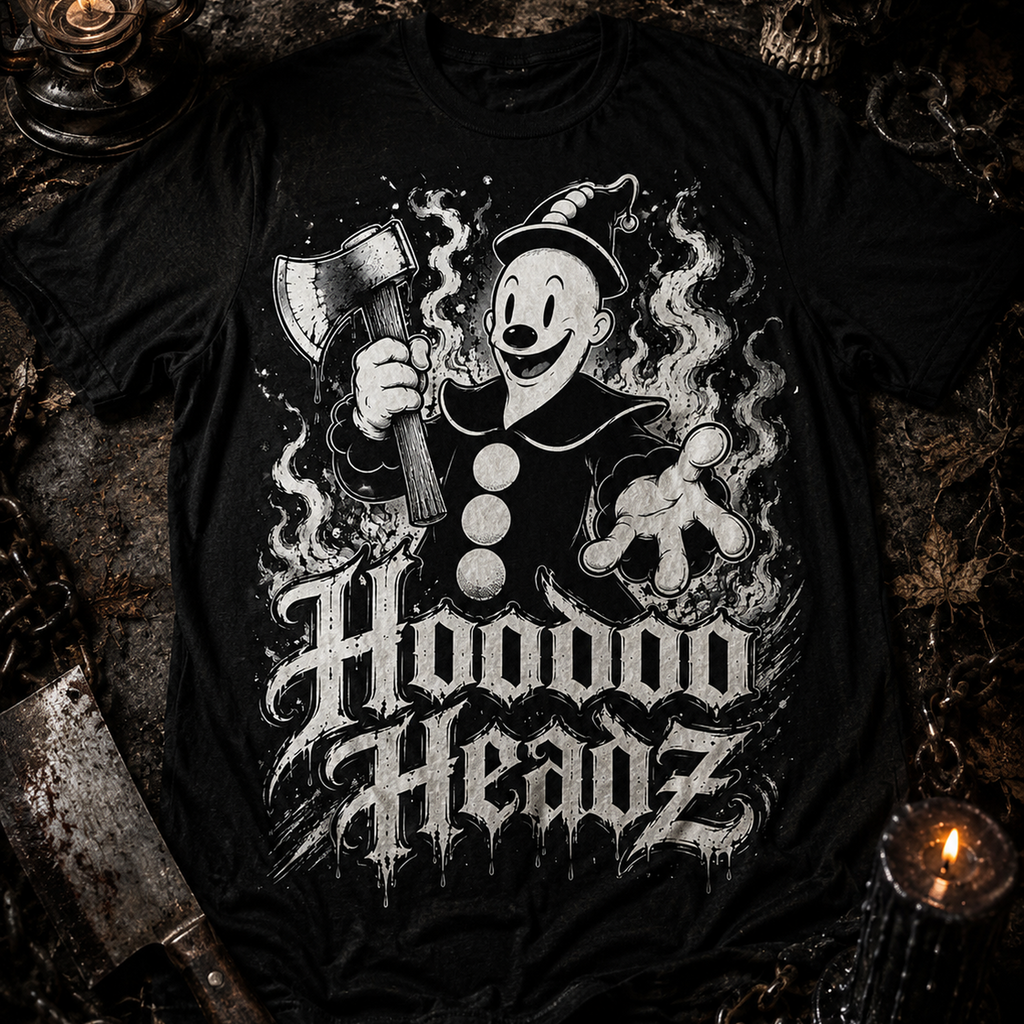 Koko the Clown Hatchet Tee | Hoodoo Headz® Vintage Occult Graphic T-Shirt