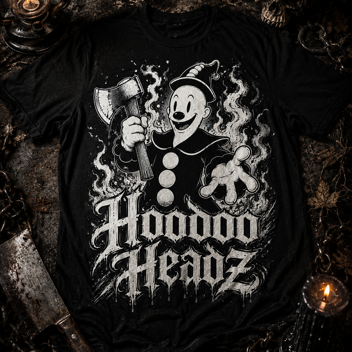 Koko the Clown Hatchet Tee | Hoodoo Headz® Vintage Occult Graphic T-Shirt