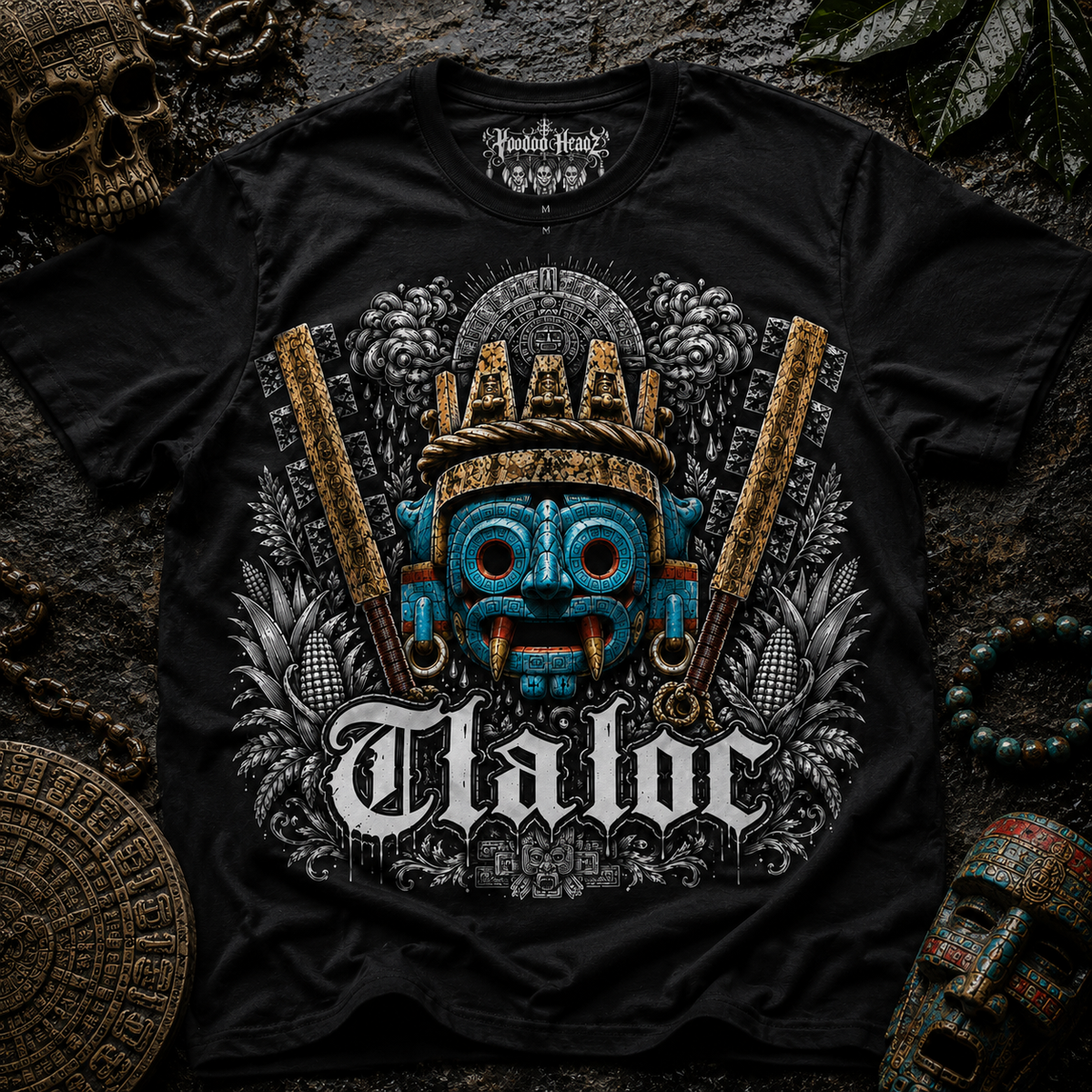 Tlaloc Tee | Hoodoo Headz® Aztec Rain God Heavy Cotton T-Shirt