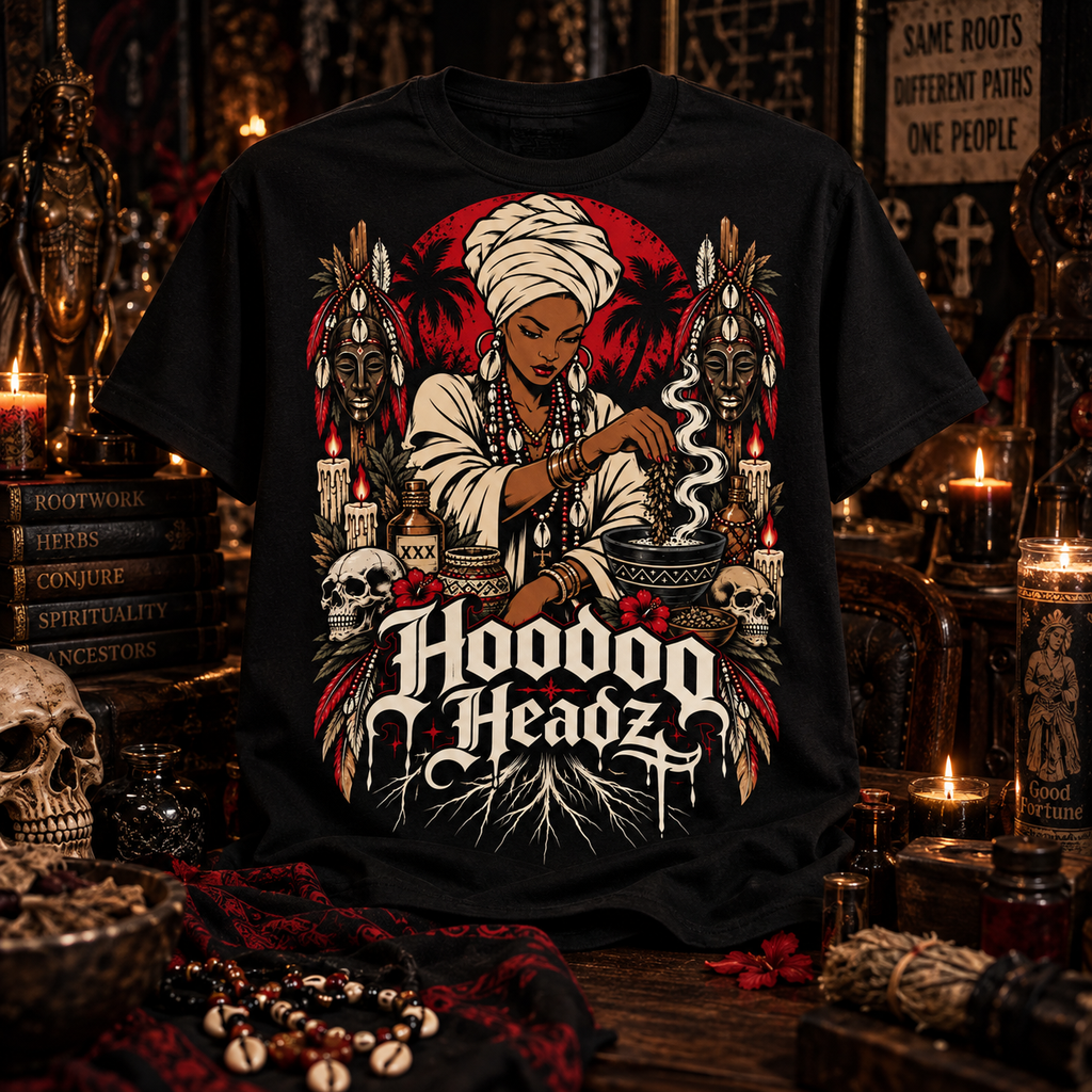 Hoodoo Priestess Tee | Hoodoo Headz® Rootwork & Ritual Heavy Cotton T-Shirt