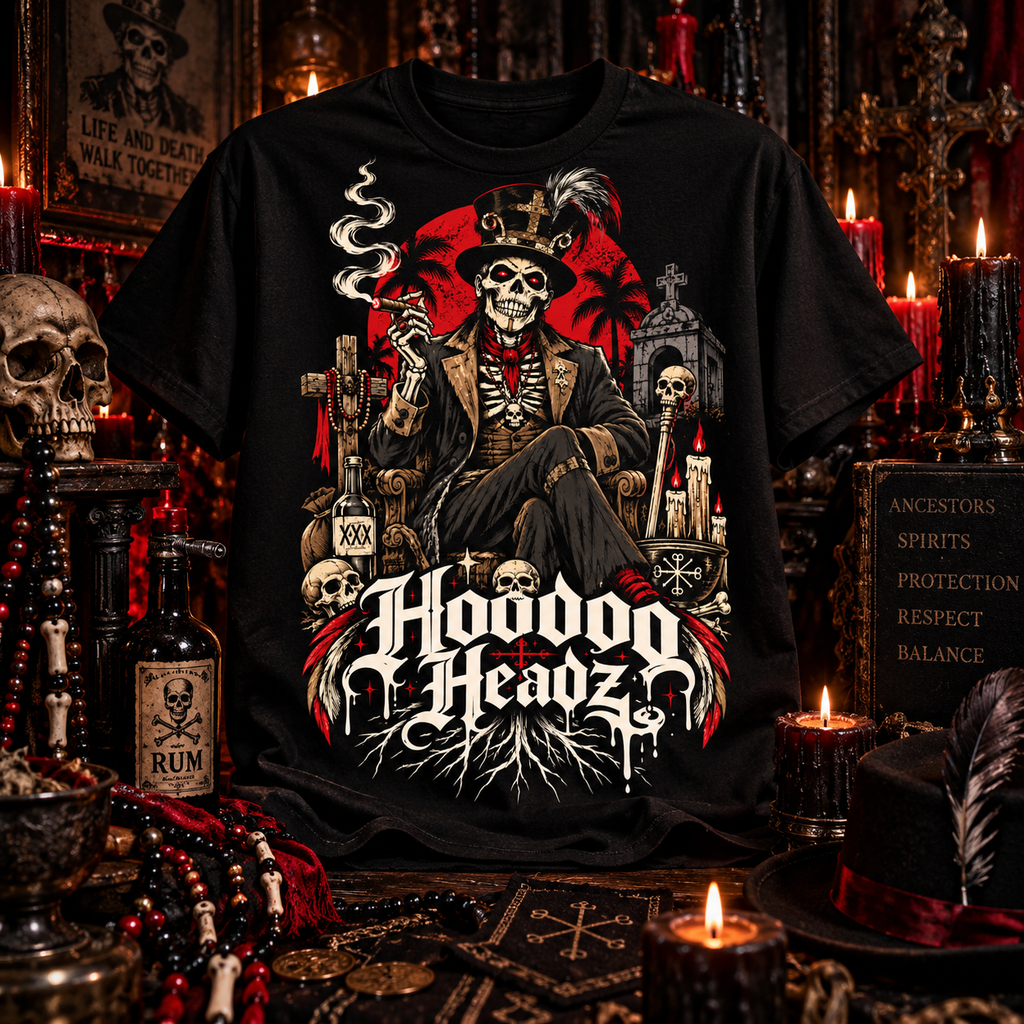 Baron Samedi Tee | Hoodoo Headz® Spirit of the Dead Heavy Cotton T-Shirt