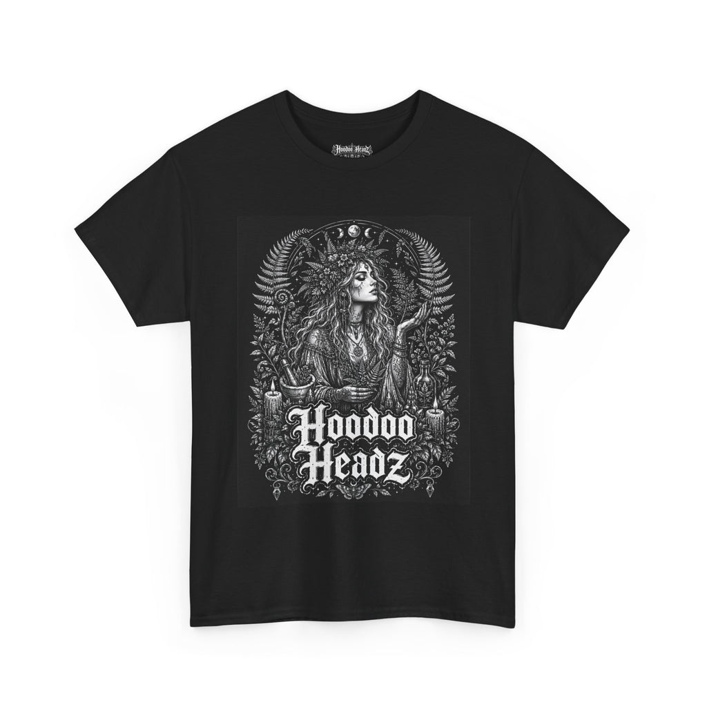 Green Witch Tee | Hoodoo Headz® Earth Magic & Herbal Witchcraft Heavy Cotton T-Shirt