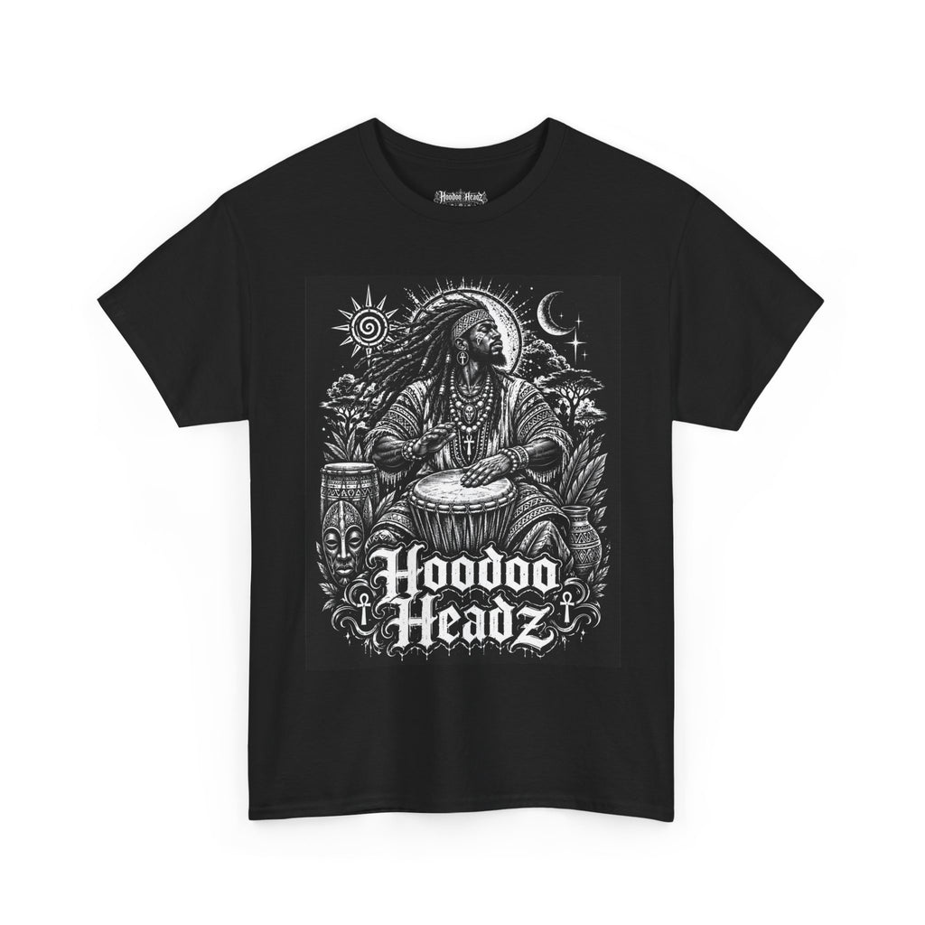 Ancestral Rhythm Tee | Hoodoo Headz® African Drum Spiritual Heavy Cotton T-Shirt