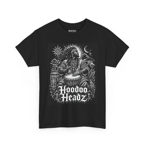 Ancestral Rhythm Tee | Hoodoo Headz® African Drum Spiritual Heavy Cotton T-Shirt