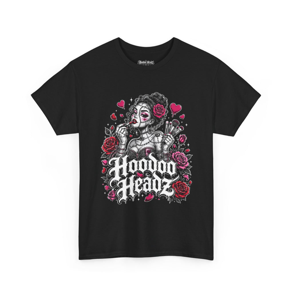 Stitched Beauty Tee | Hoodoo Headz® Makeup & Roses Heavy Cotton T-Shirt