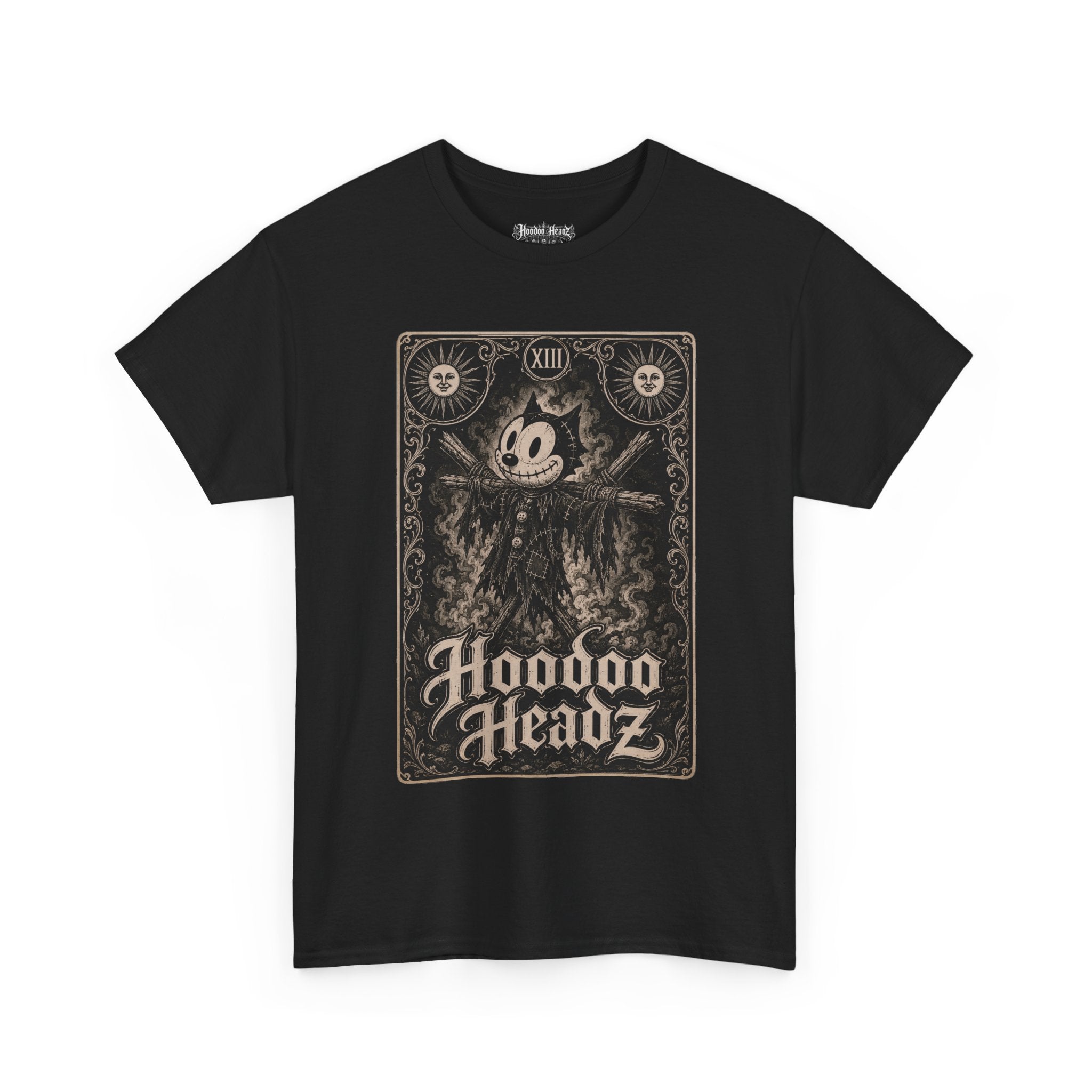 Death Tarot Card Tee | Hoodoo Headz® Vintage Cartoon Cat Heavy Cotton T-Shirt
