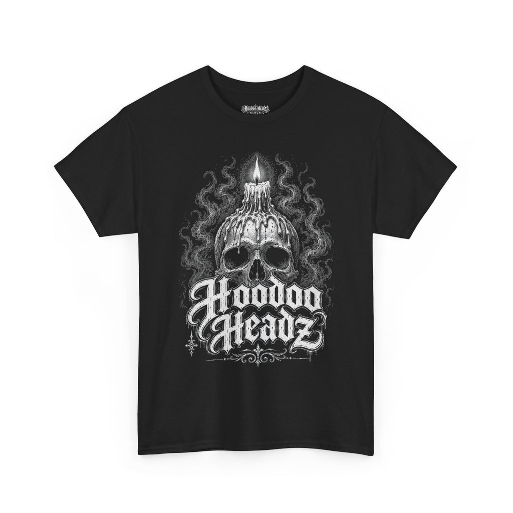 Candle Skull Tee | Hoodoo Headz® Ritual Flame Heavy Cotton T-Shirt
