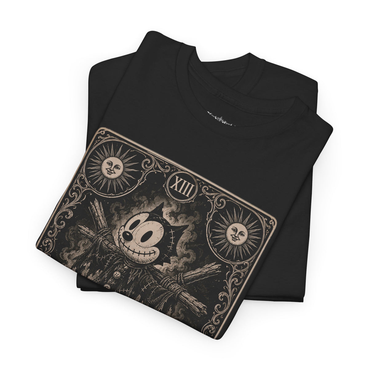 Death Tarot Card Tee | Hoodoo Headz® Vintage Cartoon Cat Heavy Cotton T-Shirt