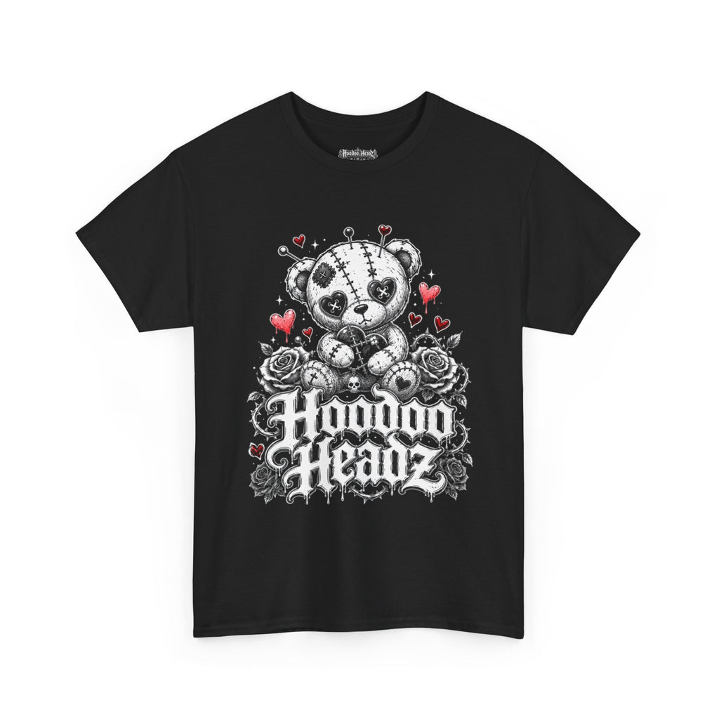 Voodoo Teddy Bear Tee | Hoodoo Headz® Stitched Heart Heavy Cotton T-Shirt