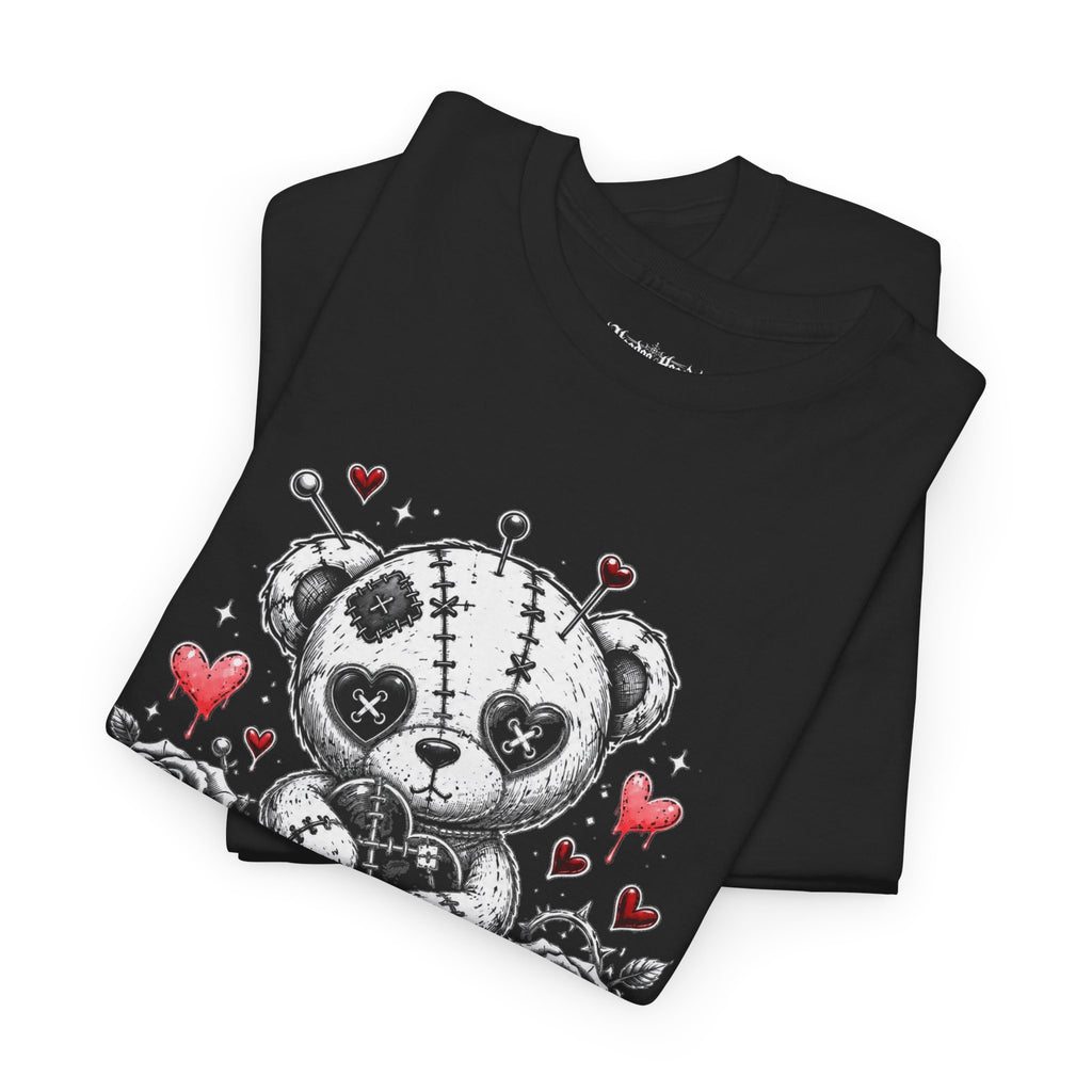 Voodoo Teddy Bear Tee | Hoodoo Headz® Stitched Heart Heavy Cotton T-Shirt
