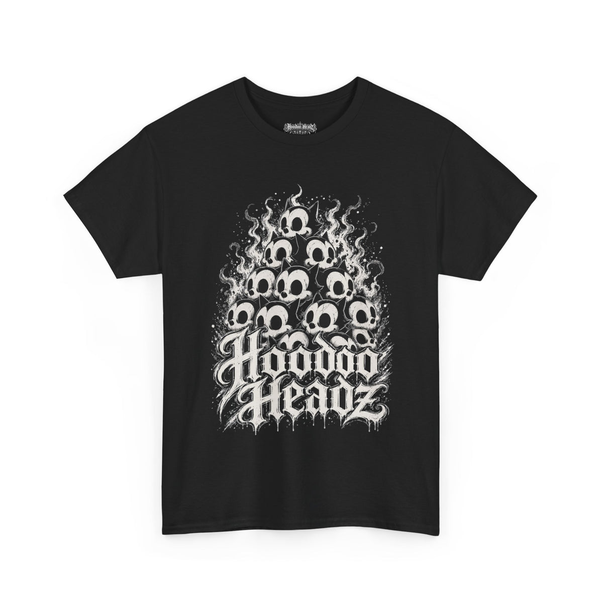 Hoodoo Headz Vintage Cartoon Cat Skull Pyramid Heavy Cotton Tee